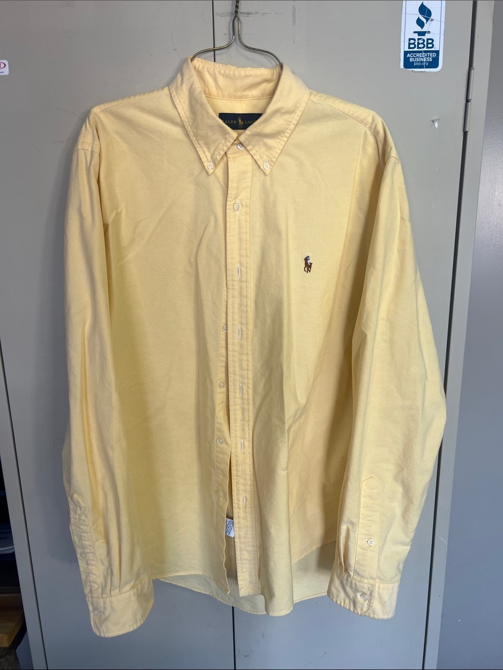 Ralph Lauren Men's Pale Yellow Button-Down Oxford Shirt